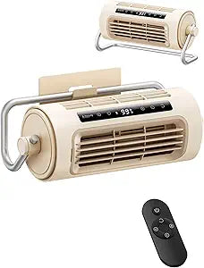 Aecooly Powerful Wall Mount Tower Fan, 8000mAh Battery, [20H Max Cooling], 100 Speeds Remote Control, 1-12H Timer, 360┬░ Adjustable Angle Portable Oscillating Fan for RV, Kitchen, Bathroom-Beige