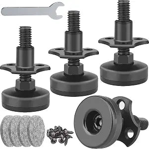 Anwenk Adjustable Leveling Feet Furniture Levelers Table Feet Heavy Duty Leg Levelers for Cabinets Sofa Tables Chairs,Support 1320LBs, T-Nut Kit 3/8-16 Thread, Large Base- 4 Pack, Black