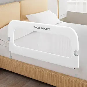 Bed Guard Rail for Toddlers - 47" Adjustable Heights & Folding up Portable Bed Railing for Baby - Toddler Bed Rails Guard for Crib, Twin, Bunk,Full Size, Queen & King Bed (White)