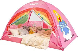 NARMAY Princess Castle Bed Tent for Kids, Twin Size Canopy Play Tent for Toddler Girls, Indoor Playhouse Sleeping Canopy with Dreamy Design