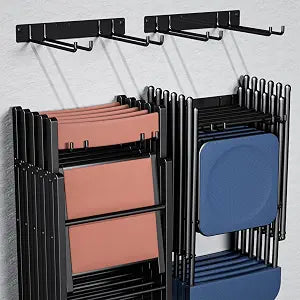 YYR Folding Chair Storage Rack, Garden Tool & Foldable Chairs Organizer Hangers for Garage Organization, Lawn, Beach, Camping, Yard Chairs Hooks Wall Mount, Soild Metal Max Load 240 LBS - 2 Pack