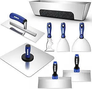 Drywall Hand Tools Kit, Drywall Knife Set with Putty Knives, Taping Knives, Aluminum Hawk, Mud Pan, Flat Finishing Trowel, Multi-Fuctional Paniter Scraper