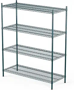 APLSS NSF 4-Tier Green-Epoxy Storage Shelves, 18"x42"x63", Moist&Dry Environments, Commercial Heavy Duty Steel Wire Shelving Unit, 800lbs Per Shelf, Walk-in Cooler&Freezer Kitchen
