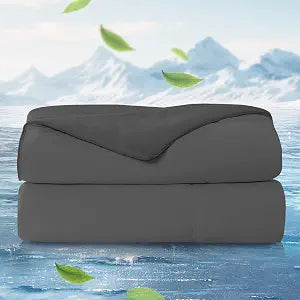 Cozy Bliss Cooling Comforter Queen Size x Sorona Viscose Natural Fiber, Reversible Silky Smooth Cooling Blanket with Q-Max0.45 for Hot Sleepers & Night Sweats, Charcoal Grey, 90"x90"