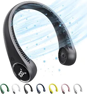 Personal Cooling Portable Neck Fans - USB Rechargeable,360 Free Rotation & Lower Noise Bladeless Battery Operated Design with 3 Speeds Duration 48 hrs, Small Neck Air Conditioner(Black)