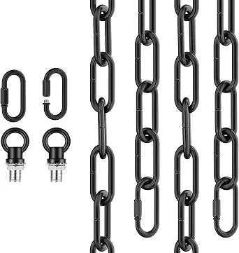 garini 15 Feet Industrial Black Light Fixture Chain, Adjustable Metal Pendant Chandelier Chain Extension with Detachable Link, Maximum Load is 66 Pounds