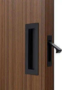 Dontay Sliding Pocket Door Handles, 304 Stainless Steel Non Locking Pocket Door Hardware, Recessed Flush Finger Pulls, Heavy Duty Edge Pull (4 Set, Matte Black, 6 Inch)