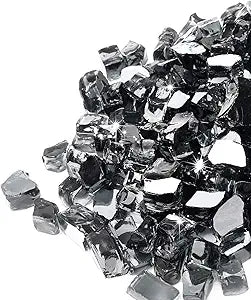 GASPRO 20 lbs Black Fire Glass for Fire Pit, 1/2-Inch Reflective Glass Rocks for Propane or Gas Fireplace, Add Ambience to Gatherings and Parties for Outdoors and Indoors