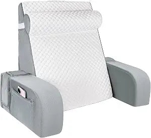 LEBENGURU Reading Pillow for Sitting in Bed Adult, Back Support Pillow with Detachable Headrest & Armrests for Watching TV in Floor,Bed Chair Backrest Pillow for Working/Relaxing/Gaming