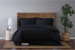 Brooklyn Loom Classic Cotton Duvet Sets Black Cotton 2-Piece Twin XL Duvet Set, Solid Color Themed, for Men and Women, OEKO-TEX Certified Confidence