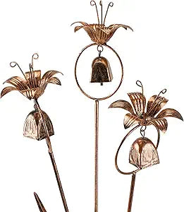 WSgift Metal Bronze Calla Lily Flowers with Bells for Outdoor Garden Decor