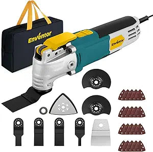 Enventor Multi Tool Saw, 2.5Amp Electric Oscillating Tool Kit Corded with 28pcs Saw Accessories, 6 Variable Speeds, 3 Oscillating Angle Oscillating Saw for Cutting, Scraping, Sanding