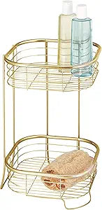 iDesign 2-Tier Bathroom Freestanding Square Shower Caddy Organizer - Gold