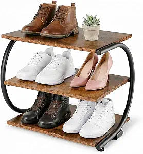 Small Shoe Rack for Entryway,C-Shaped 3-Tier 17 Wide Shoe Storage