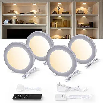 V4light Smart Under Cabinet Lights, Plug-in Puck Lighting with App, Voice & Motion Control, Dimmable 2700K6500K, Compatible with Alexa & Google Home, Kitchen, Closet & Shelf Lighting(4 Pack)