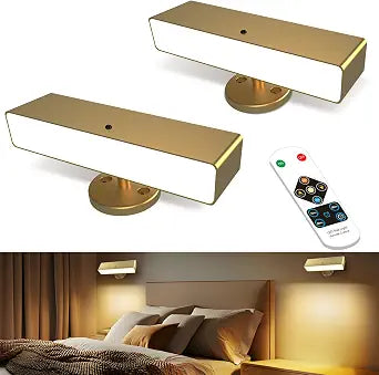 iThird Battery Operated Wall Sconce Set of 2, Gold Rechargeable