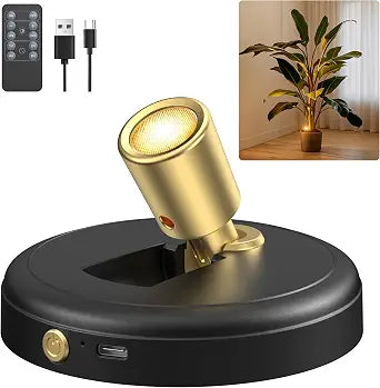 Rechargeable Battery LED Spotlight Indoor: Wireless Mini Art Accent Spot Lights with Timer Remote - Small Dimmable Uplight for Plants Display Painting Dartboard Artwork Portrait Closet (1 pack-black)