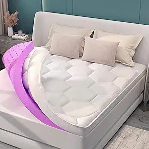 BDEUS 4 Inch Dual Layer Mattress Topper Queen Size, 2 Inch Cooling Gel Memory Foam and 2 Inch Soft Pillow Top Pad Cover, Mattress Pad for Back Pain Relief