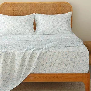 HYPREST Floral Sheets King, Blue Floral Pattern Soft Breathable Farmhouse 4pcs Bed Sheet Sets,18 inches Deep Pocket Sheets