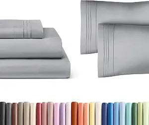 Steel Blue 3-Piece Sheet Set & Pillowcase Bedding Bundle (Twin XL Size) - Complete Twin XL Sheet Set & 2 Pillowcases w/ Deep Pockets up to 16 inches - Hotel Luxury Quality - Soft, Breathable & Cooling