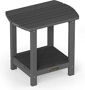 Outdoor Side Table  2-Tier HDPE Adirondack Side Table, Sturdy Small Outdoor Tables, Weather-Resistant & Easy Assembly Patio End Tables for Garden, Balcony, Porch & Poolside (Grey)