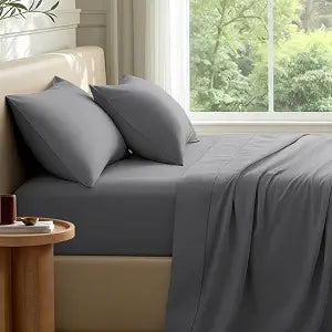 Bare Home King Sheet Set - Hotel Luxury - Deep Pockets - Double Brushed Microfiber for Softness - Easy Fit - 4 Piece Set - Bed Sheets with Envelope Pillowcases (King, Grey)