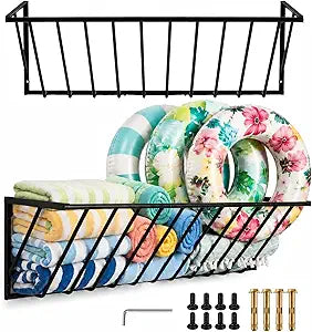 Maxdot Large 47.2 Inches Long Blanket Holder Wall Mounted, Metal Blanket Rack Large Capacity Stuffed Animal Storage Space-Saving Towel Rack for Living Room Bedroom, Entryway, or Laundry Room