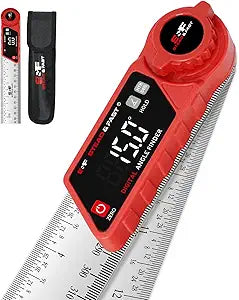 S&F STEAD & FAST Digital Angle Finder Tool with Case, 7 / 200mm Stainless Steel Miter Saw Protractor, Angle Gauge - XL White LED Display, 0.2 Accuracy for Woodworking, Construction, Fabrication
