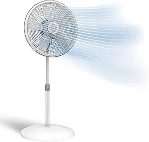 Lasko Oscillating Pedestal Fan - Lasko Fan with Adjustable Height and 3 Cooling Speeds, Portable, 18", White, 1820