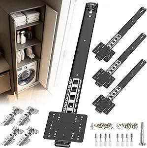 Pocket Door Slides 22in Heavy Duty Hardware Kit with Pivot Hinge for Cabinet Wardrobe Silent Retractable System for Inset Doors 4Pcs