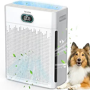 Air Purifiers for Home Cover Up to 2200 Ft┬▓, H13 HEPA Air Purifier with Washable Pre-filter, Pet mode, PM 2.5 Air Quality Monitor Fragrance Sponge for Smoke, Odor, Dander, Pollen (White)