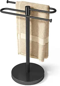 Bethom Hand Towel Holder for Bathroom Countertop, Weighted Base, Black