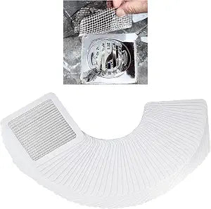 Disposable Shower Drain Hair Catcher, 3.94in/10cm Square, Glass Fiber Material, Self-Adhesive, Pack of 30,Mlfklmkl
