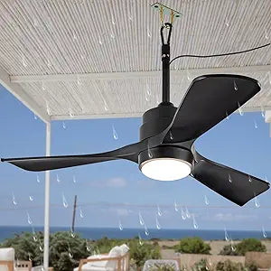 42" Gazebo Fans Outdoor Hanging with Remote Waterproof,Outdoor Ceiling Fan for Patios with Light, Plug in Cord Outlet Hook Wet Rated for Outside Porch, Pergola-Black+20" Downrod
