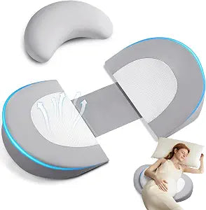 Pregnancy Pillow Wedge for Belly Support, Maternity Pillow for Pregnant Women Adjustable Memory Foam Pregnancy Pillow Support for Back, Belly & Hip, Grey