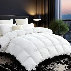 L LOVSOUL Organic 75% Goose Down Fiber Comforter Oversize King Size,850+FP,1200TC,Extra Fluffy,Hotel-Luxury Ultra Soft All Season White Duvet Insert with 8 Corner Tabs