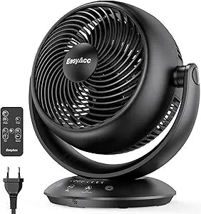 EasyAcc Ultra Quiet Fans for Bedroom 25dB, 3D Auto Air Circulator Desk Fan with Remote, 90 Vertical+90 Oscillating Fan, Powerful Airflow, 12H Timer, 12 Inch Table Fan for Desk Bedroom Office Home
