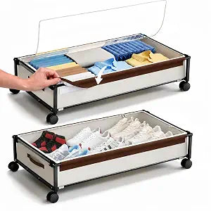 OMAIRA 2-Pack Under Bed Storage With Wheels,Underbed Shoe Storage Organizer