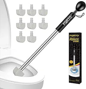 8-Pack Pumice Stone Toilet Cleaner with Long Handle - Hard Water & Limescale Remover, Non-Scratch Multi-Surface Scrubber, Disposable Refill Heads for Bathroom & Kitchen