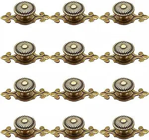 Golden Brass Antique Vintage Retro Drawer Cabinet Metal Knobs with Backplates 12 PCS,Mushroom Shape Pulls Handle Dresser Knob