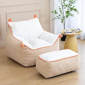 Giant Bean Bag Chair for Adults,Use Soft Polar Fleece Fabric, Floor Lounge Sofa with Armrests BeanBag Lazy Sofa for Bedroom, Living Room, Game Room for Relexing, Reading(Khaki)