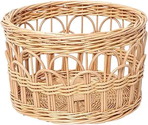 Round wicker basket, all wicker and hollow PP hollow storage basket, used for sundries storage, two-piece set