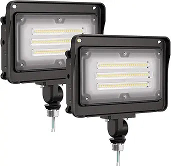 CINOTON 50W LED Flood Light Outdoor, 7000LM IP65 Waterproof Security Wall Pack Light Fixture with 180Knuckle for Patio Porch Garage Garden Lanscape 5000K Daylight 100-277V 2 Pack