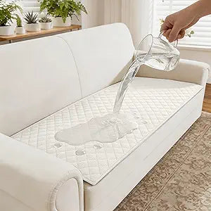 ALIECOM Waterproof Couch Covers for Dogs Sofa Cover Washable Non Slip Couch Covers for 3 Cushion Sofa Pet Friendly Soft Fuzzy Thick Sofa Slipcovers Furniture Protector (Ivory White, 27.5x70.8in)