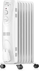 PELONIS Radiator Heater for Large Space, Electric Oil Filled Radiator, Dual Knobs, 1500W, Quiet Space Heater, 3 Modes, Tip-over Protection