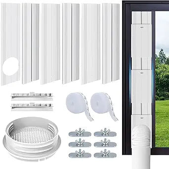 Upgrade Portable Air Conditioner Sliding Door Vent Kit with 4-in-1 Coupler Filter Suitable for 5.1/5.9Γ Exhaust Hose∩╝Adjustable from 16" to 90" Ac Vent Kit for Window/Sliding Door
