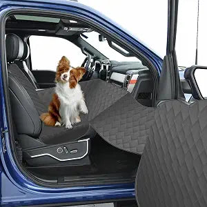 Dog Truck Seat Cover for Front Seat with Dashboard Door Protector Detachable Washable Pet Seat Travel Hammock Cushion for Pickups (Black)