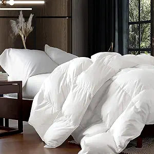 Luxurious King/California King Goose Down Comforter, Unique White Solid, 600 Thread Count, 100% Egyptian Cotton Cover, 75 Oz Fill Weight, 750 Fill Power