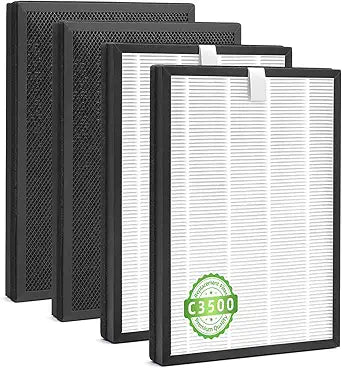 C3500 Replacement Filter Compatible with LUFTRUM C3500 Air Purifier,3-Stage High-Efficiency Filter +Activated Carbon Filtration (4 PACK)