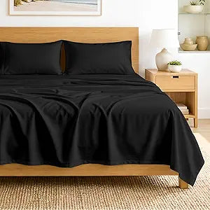 SGI bedding 100% Egyptian Cotton Sheets Full XL Size  600 Thread Count Sheets Set, Soft, Cooling, 15" Deep Pocket, Luxury Hotel Bedding, Breathable, Durable - Black